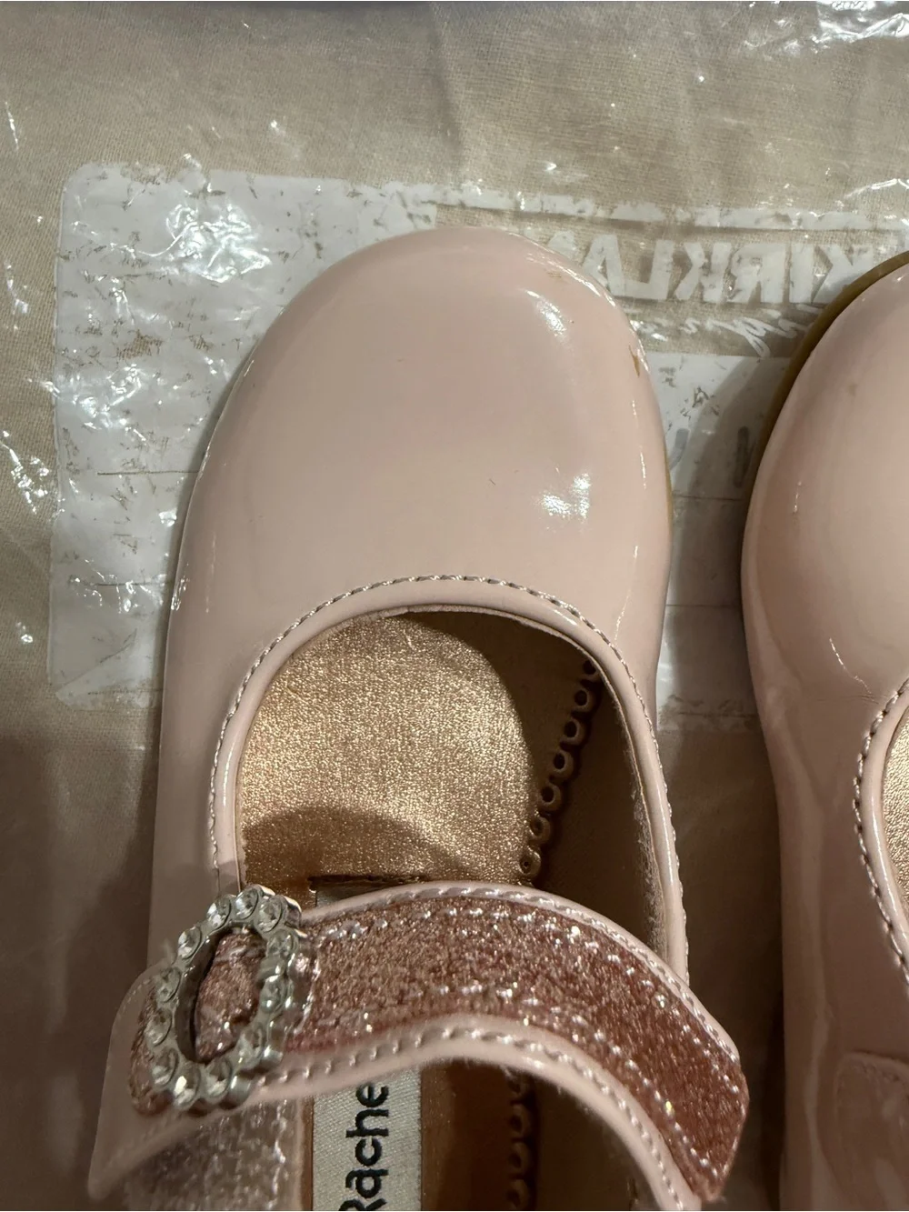 Rachel Shoes Light Pink Patent Mary Jane with Sparkle Strap